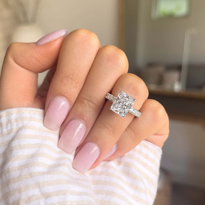 3 CT Radiant Pave Moissanite Engagement Ring