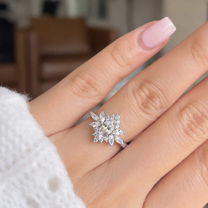 0.5 CT Marquise Cluster Moissanite Engagement Ring