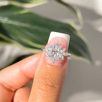 0.5 CT Marquise Cluster Moissanite Engagement Ring