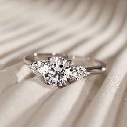 1.30 CT Round Three Stone Moissanite Engagement Ring