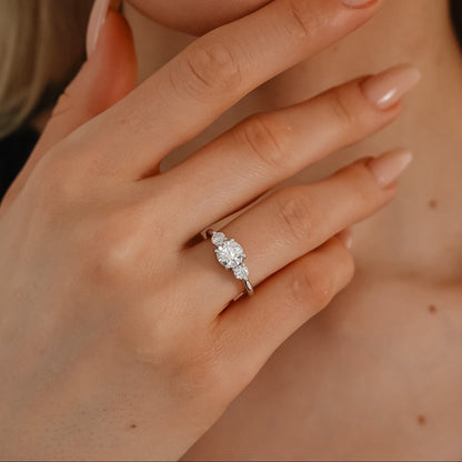 1.30 CT Round Three Stone Moissanite Engagement Ring