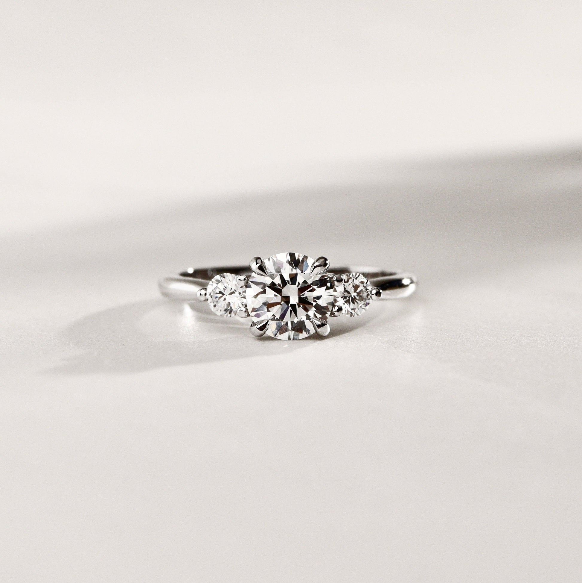 1.30 CT Round Three Stone Moissanite Engagement Ring