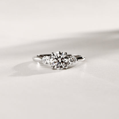 1.30 CT Round Three Stone Moissanite Engagement Ring