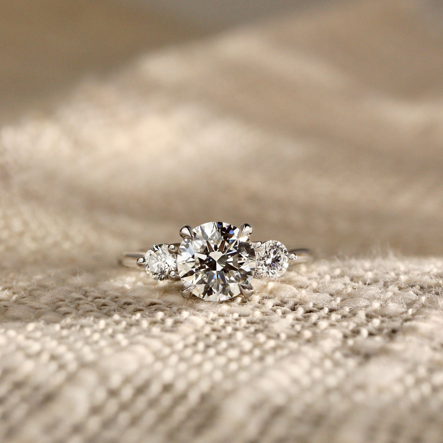 1.30 CT Round Three Stone Moissanite Engagement Ring