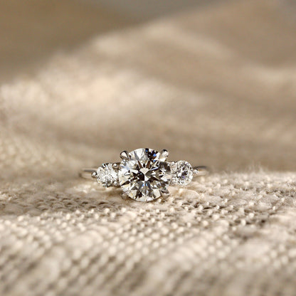 1.30 CT Round Three Stone Moissanite Engagement Ring