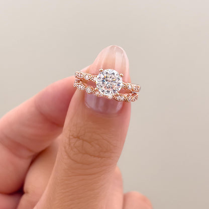 1.5 CT Round Pave Moissanite Engagement Ring