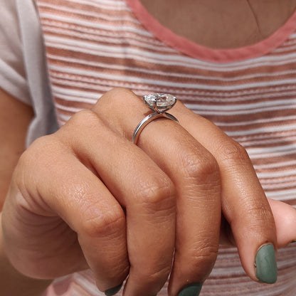 2CT East West Oval Solitaire Moissanite Engagement Ring