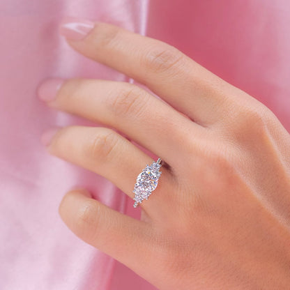 2 CT Round Cluster Moissanite Engagement Ring