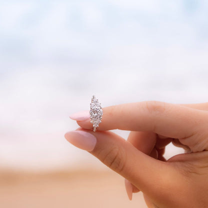 2 CT Round Cluster Moissanite Engagement Ring