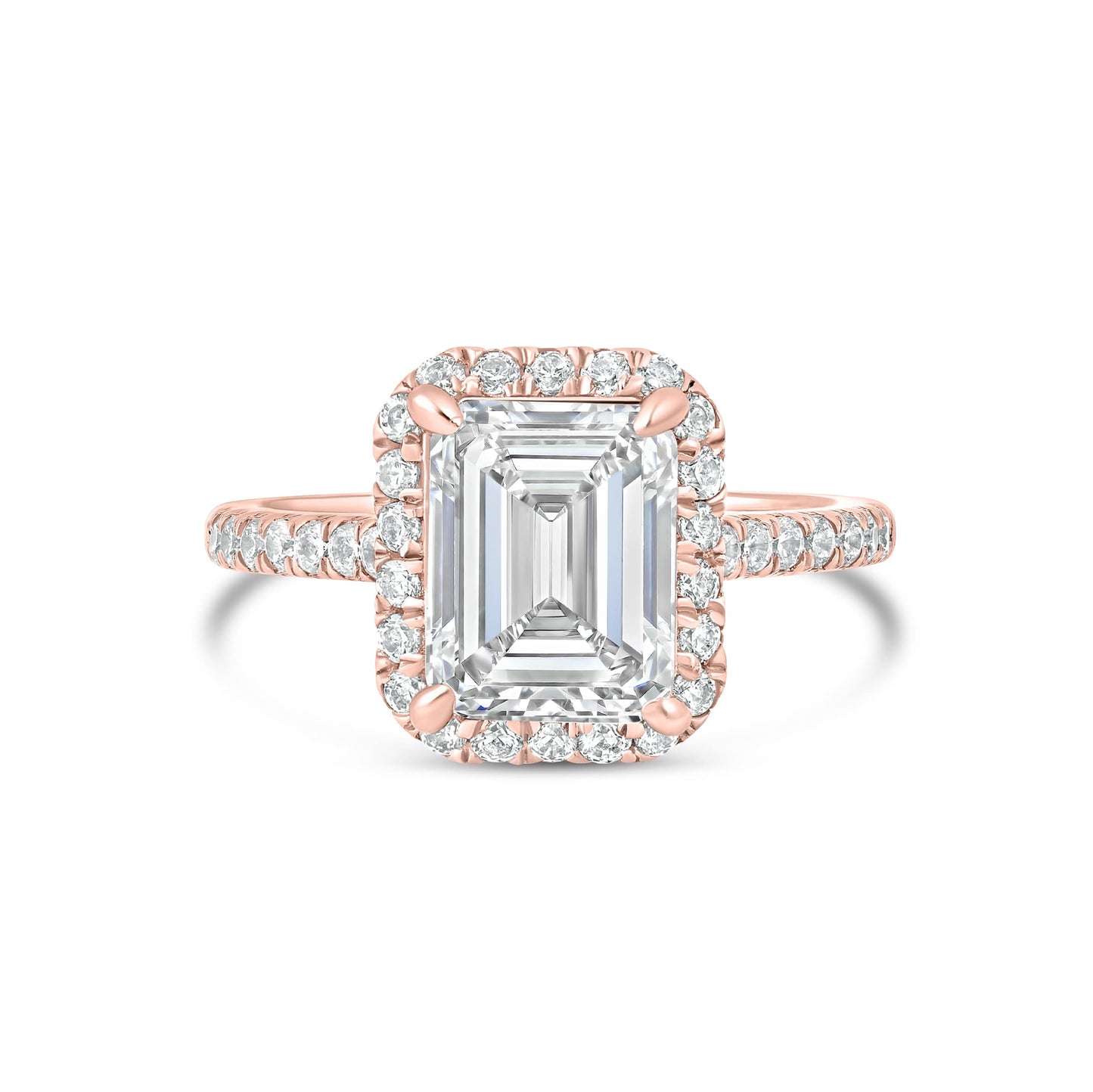 1 CT Emerald Halo & Pave Moissanite Engagement Ring