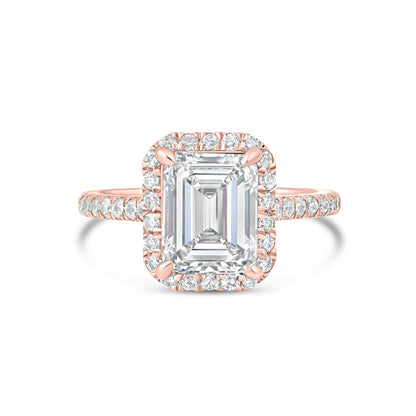 1 CT Emerald Halo & Pave Moissanite Engagement Ring
