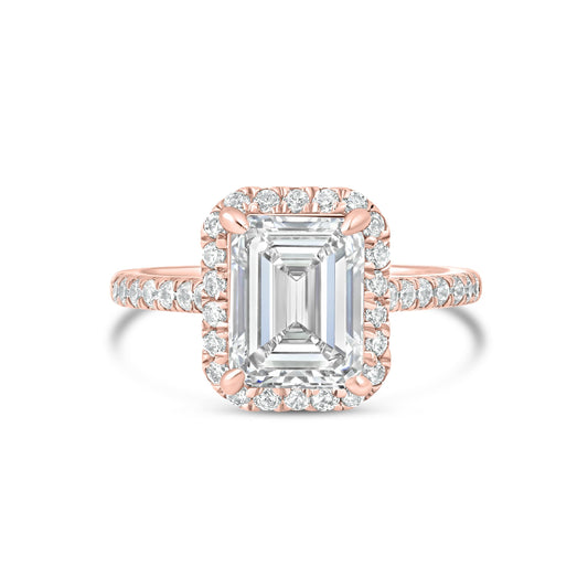 1 CT Emerald Halo & Pave Moissanite Engagement Ring