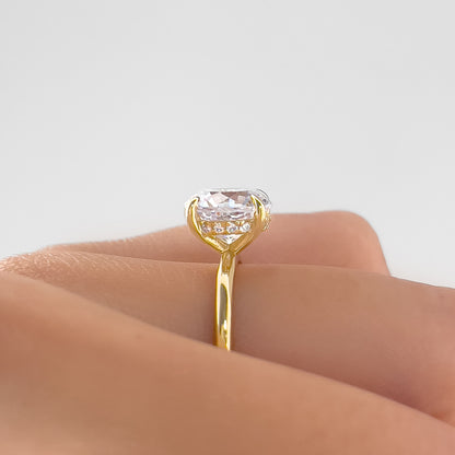 3.5 CT Cushion Hidden Halo Moissanite Engagement Ring