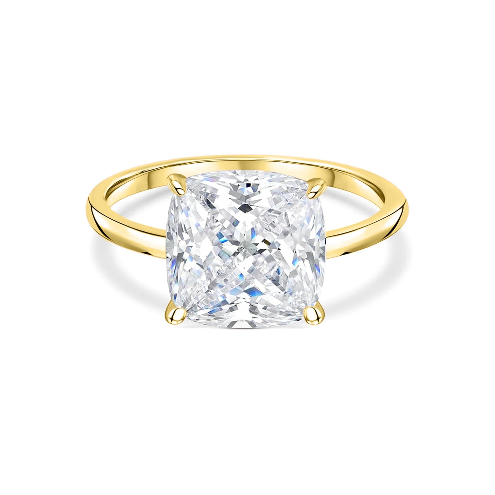 3.5 CT Cushion Hidden Halo Moissanite Engagement Ring