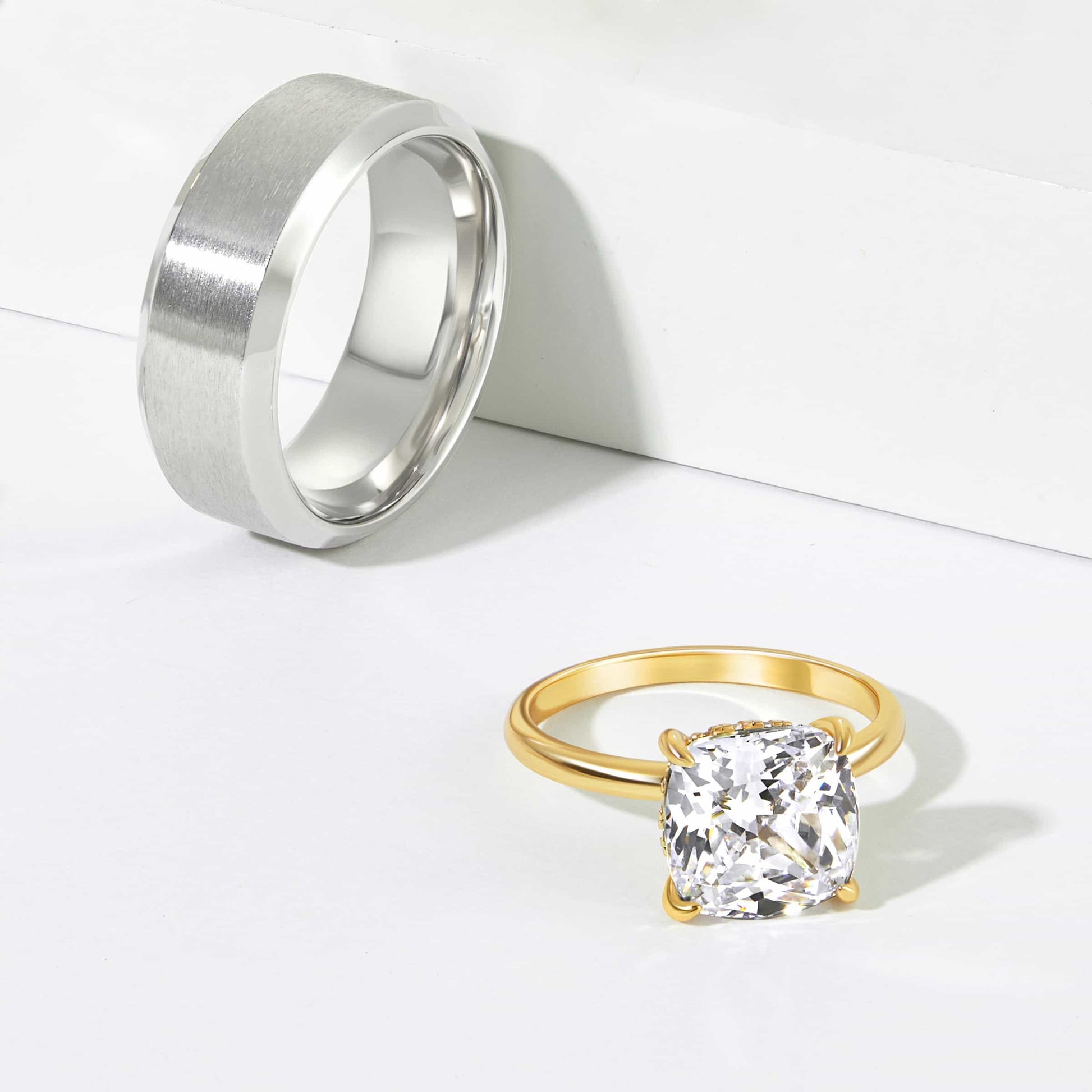 3.5 CT Cushion Hidden Halo Moissanite Engagement Ring
