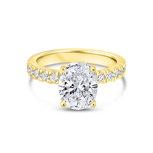 3 CT Oval Pave Moissanite Engagement Ring