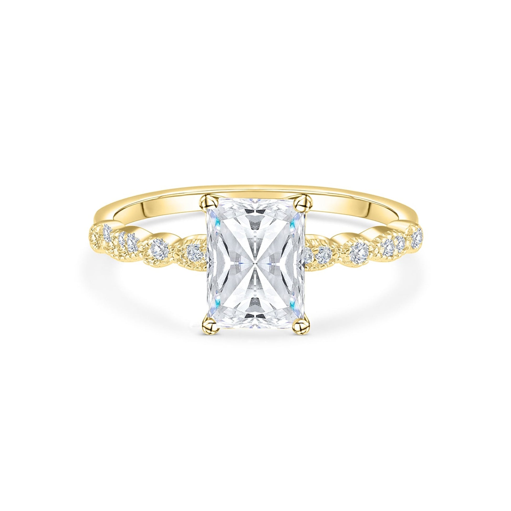 1.5 CT Radiant Pave Moissanite Engagement Ring