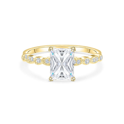 1.5 CT Radiant Pave Moissanite Engagement Ring