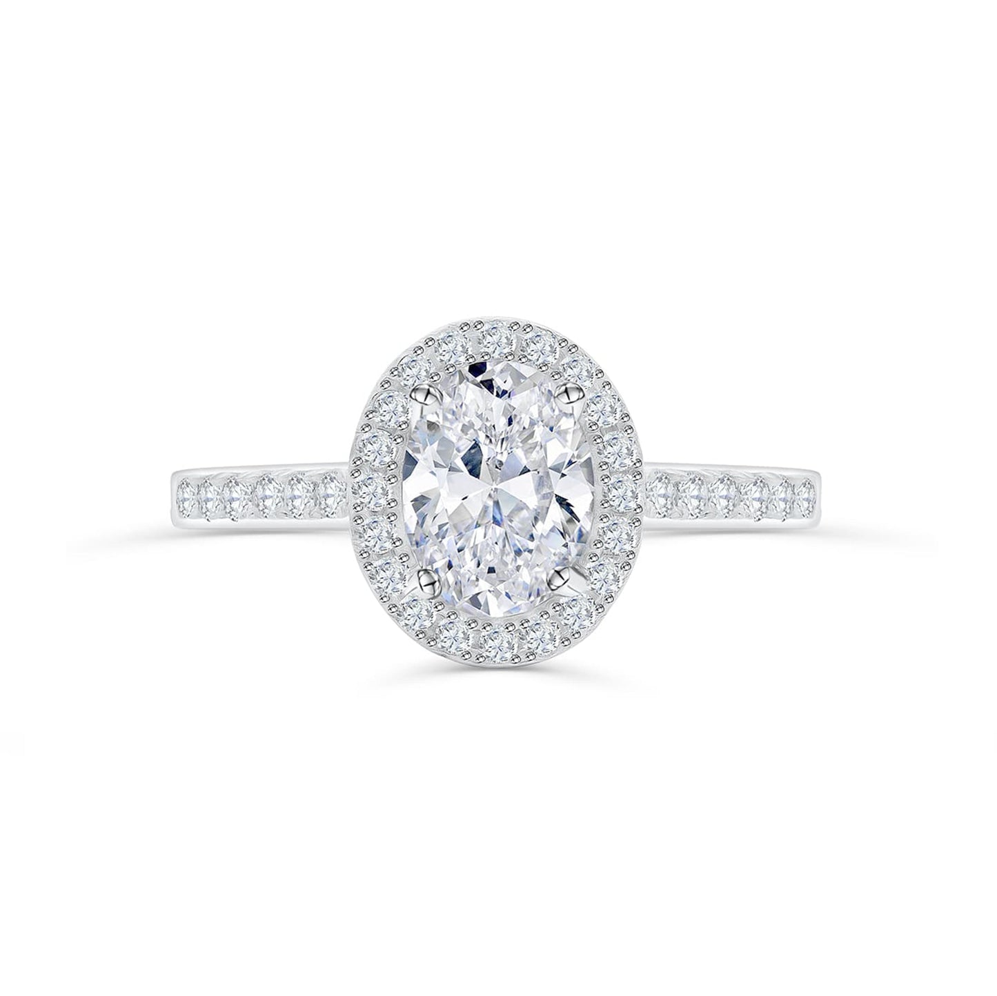 1.5 CT Oval Halo & Pave Moissanite Engagement Ring
