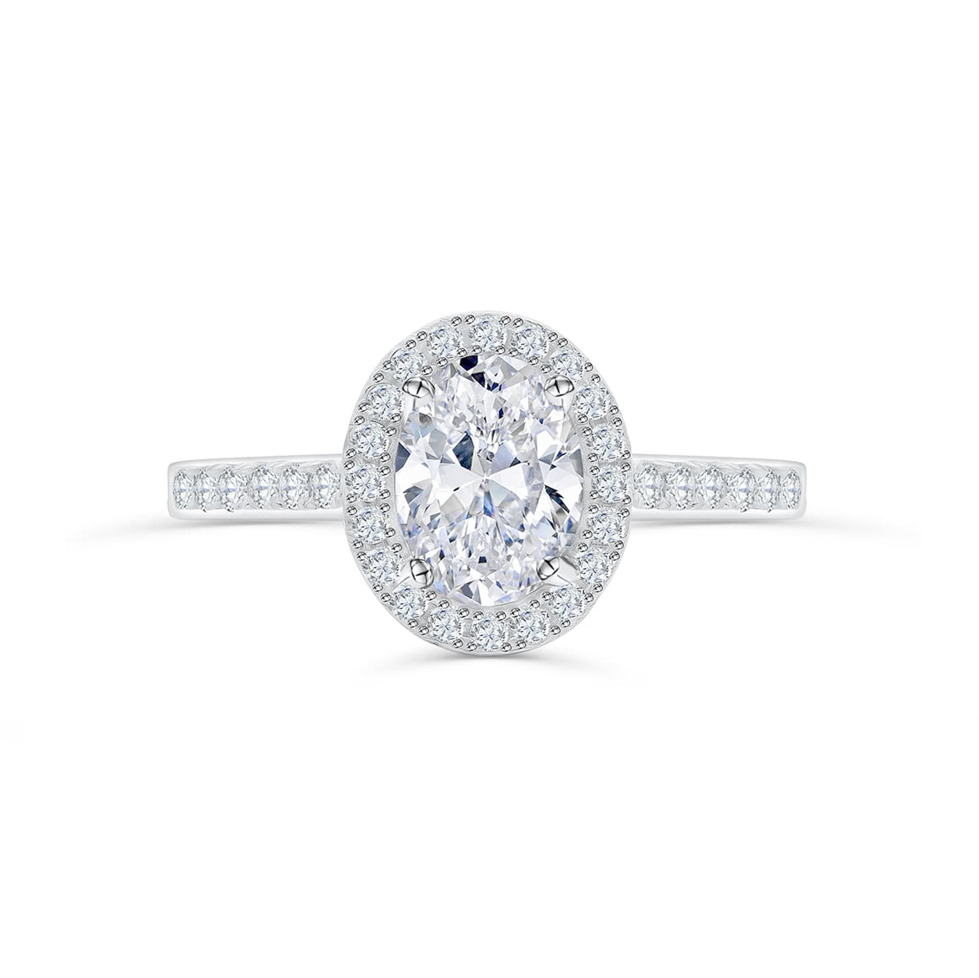 1.5 CT Oval Halo & Pave Moissanite Engagement Ring