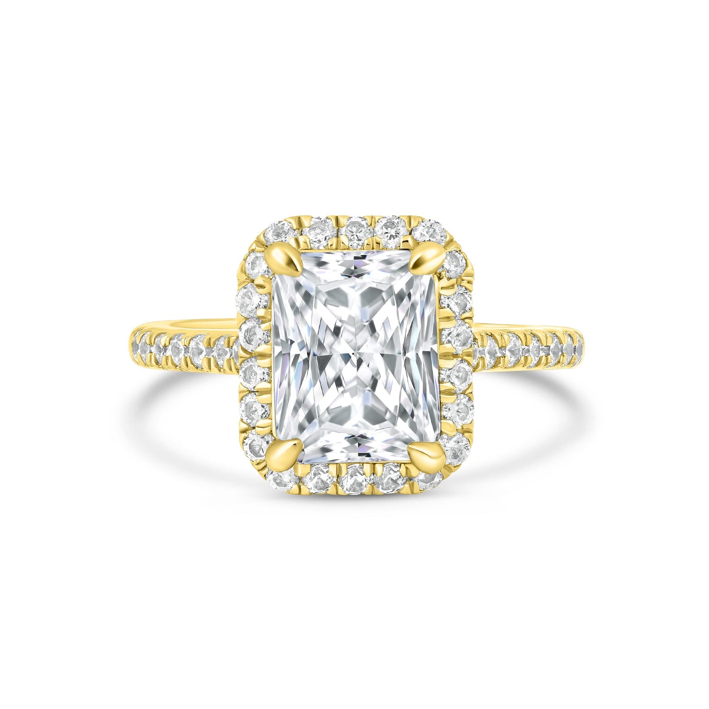 1.5 CT Radiant Halo & Pave Moissanite Engagement Ring