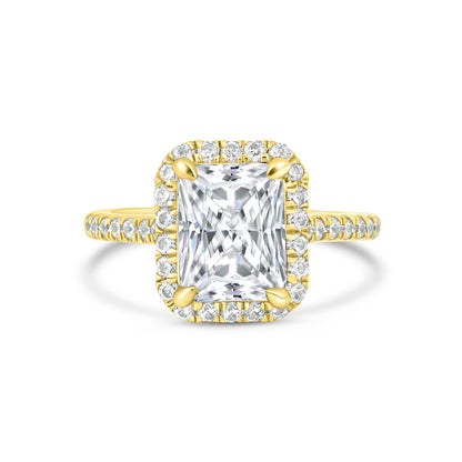 1.5 CT Radiant Halo & Pave Moissanite Engagement Ring