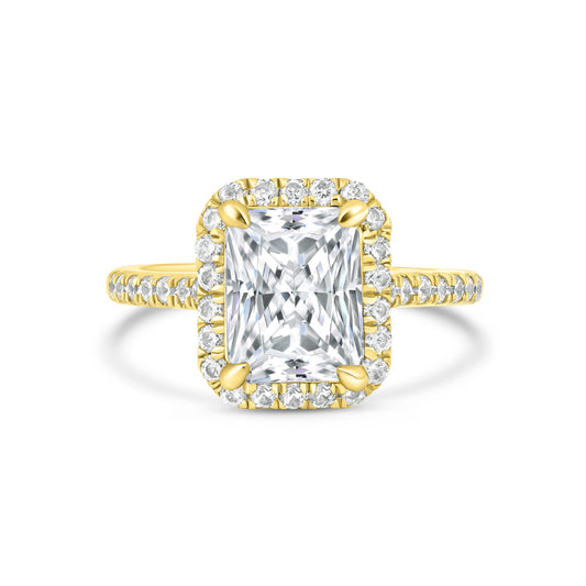 1.5 CT Radiant Halo & Pave Moissanite Engagement Ring