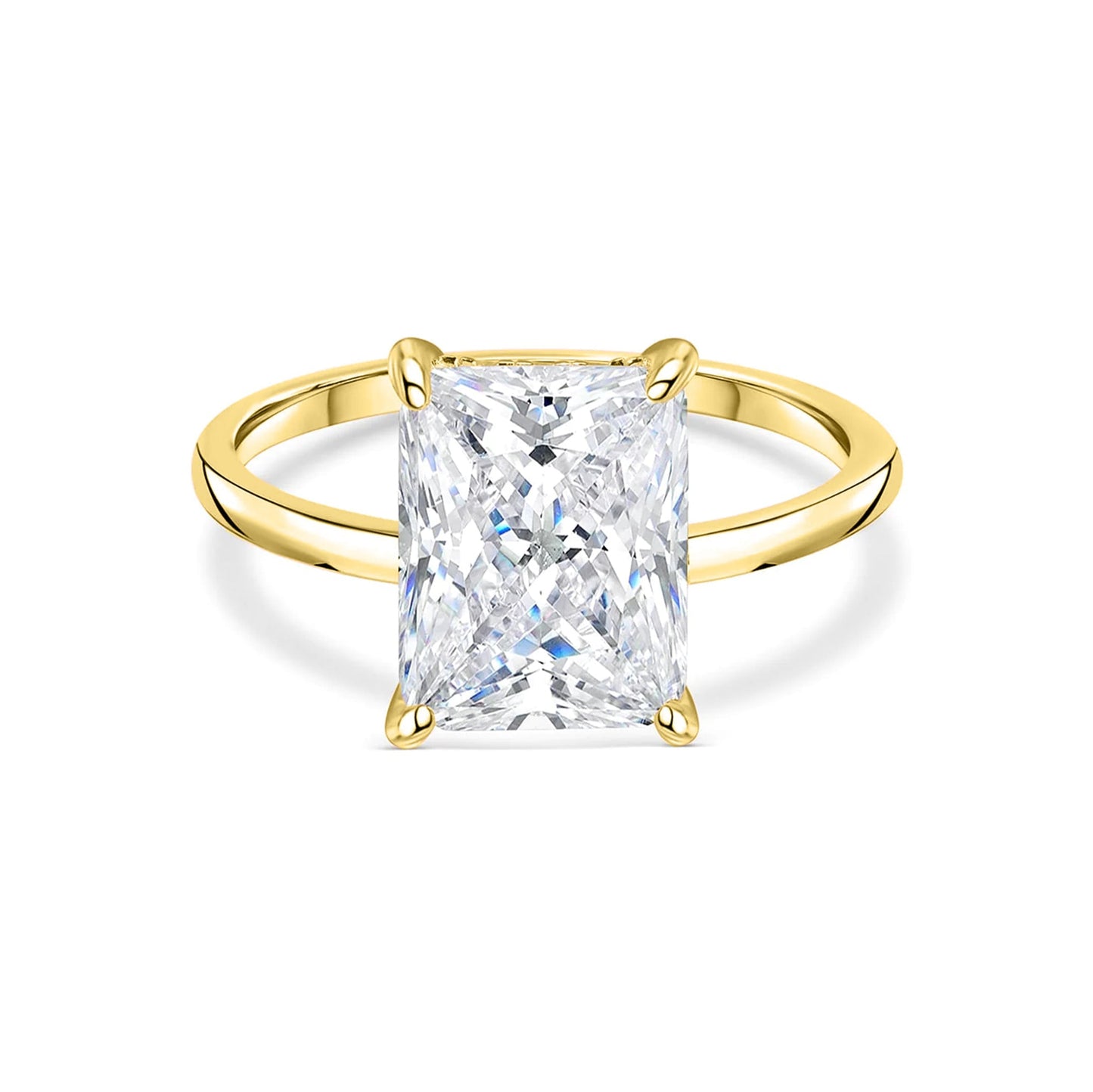 3 CT Radiant Hidden Halo Moissanite Engagement Ring