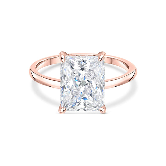 3 CT Radiant Hidden Halo Moissanite Engagement Ring