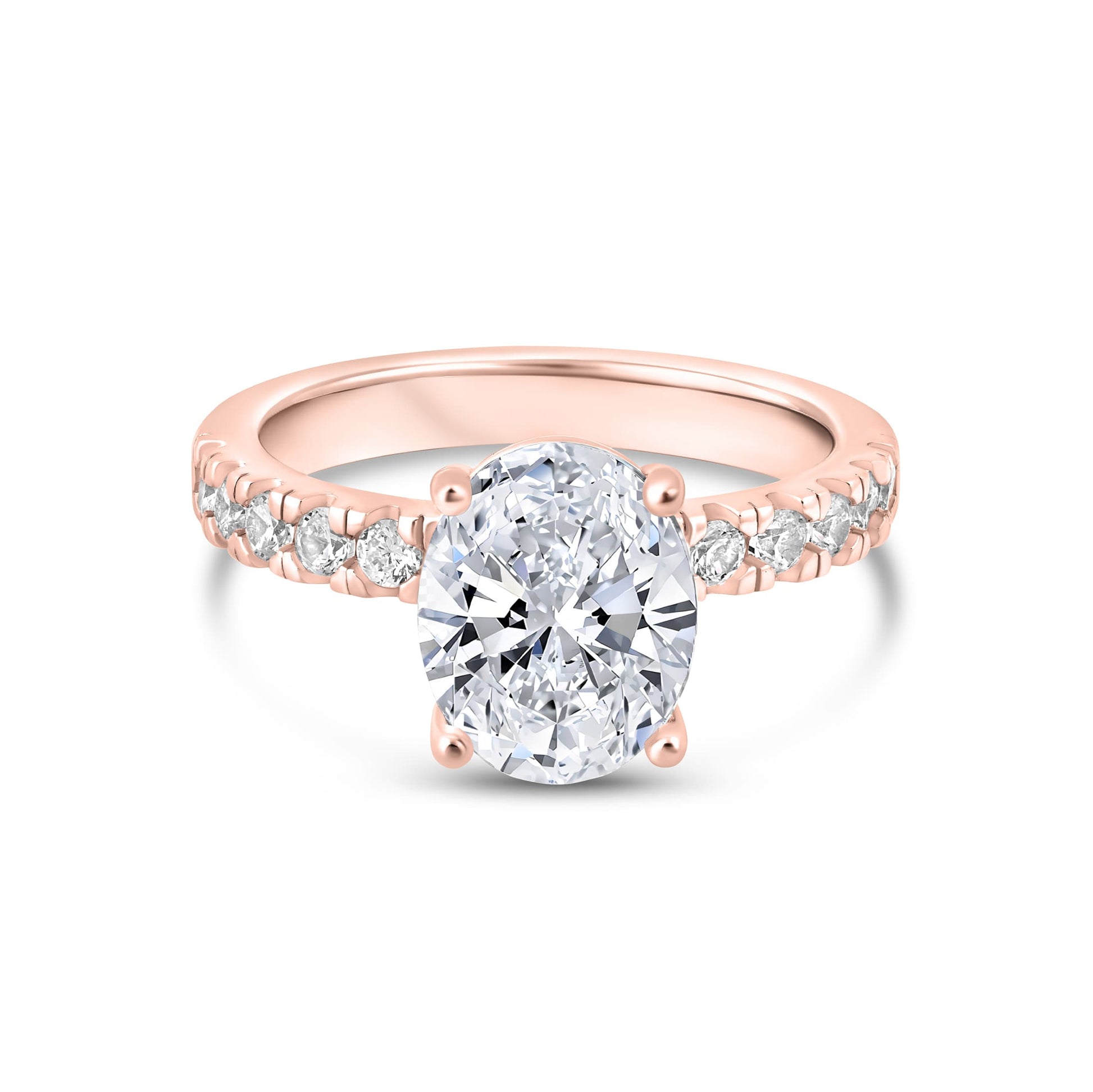 3 CT Oval Pave Moissanite Engagement Ring