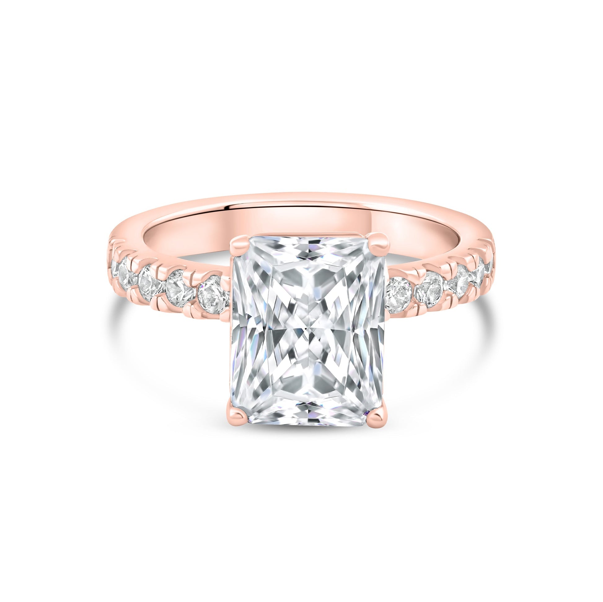 1.2 CT Radiant Pave Moissanite Engagement Ring
