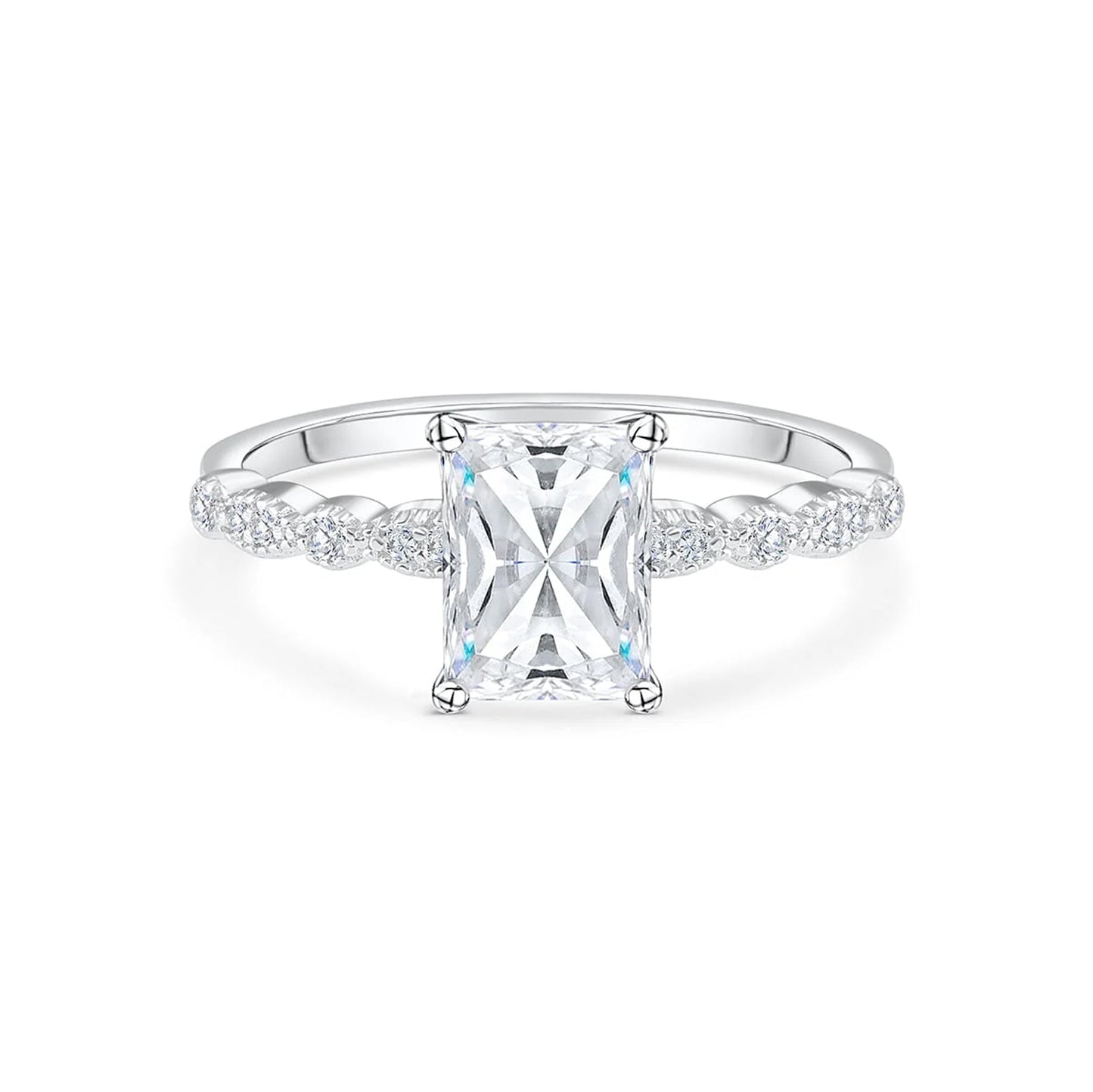 1.5 CT Radiant Pave Moissanite Engagement Ring