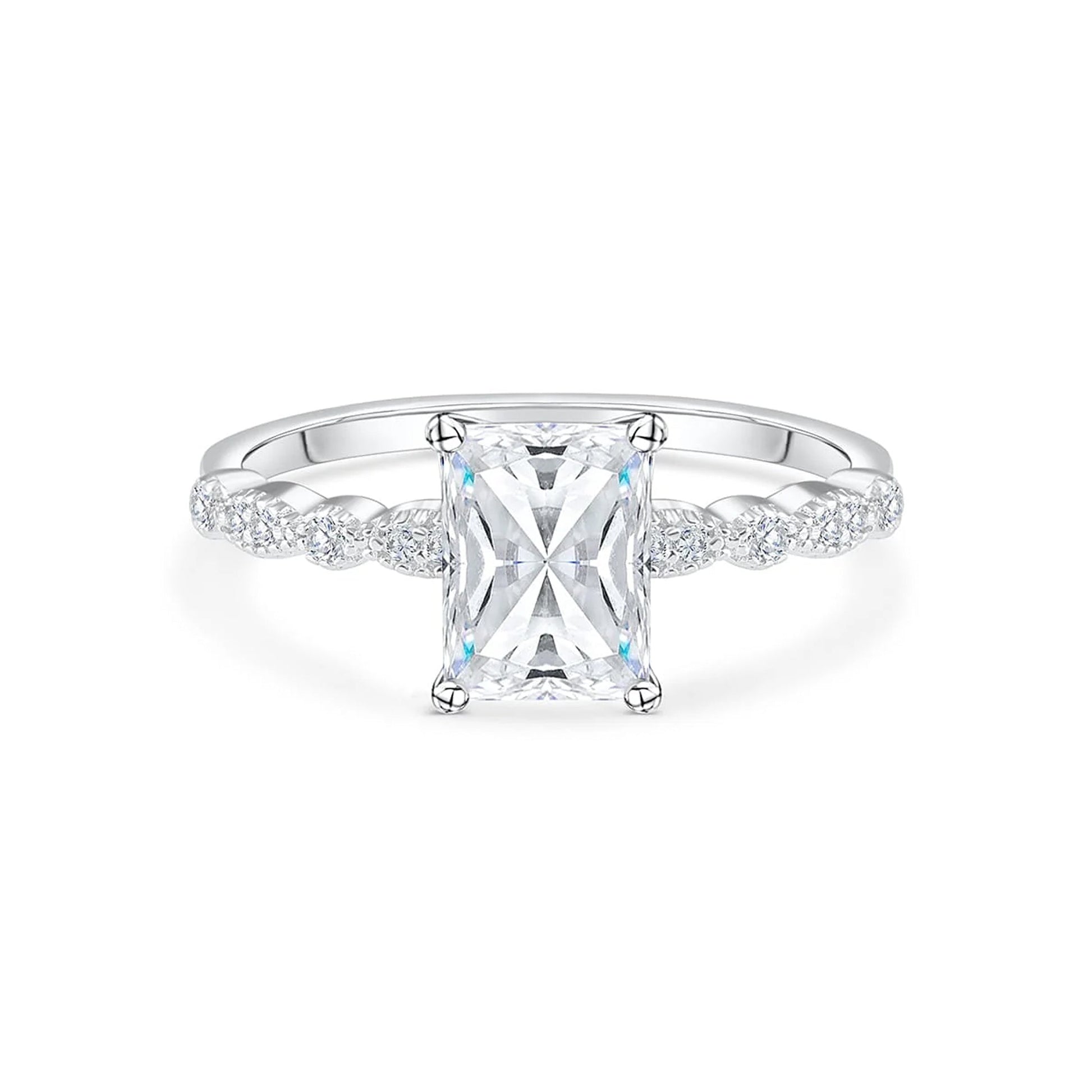 1.5 CT Radiant Pave Moissanite Engagement Ring