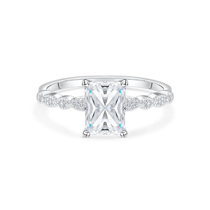 1.5 CT Radiant Pave Moissanite Engagement Ring