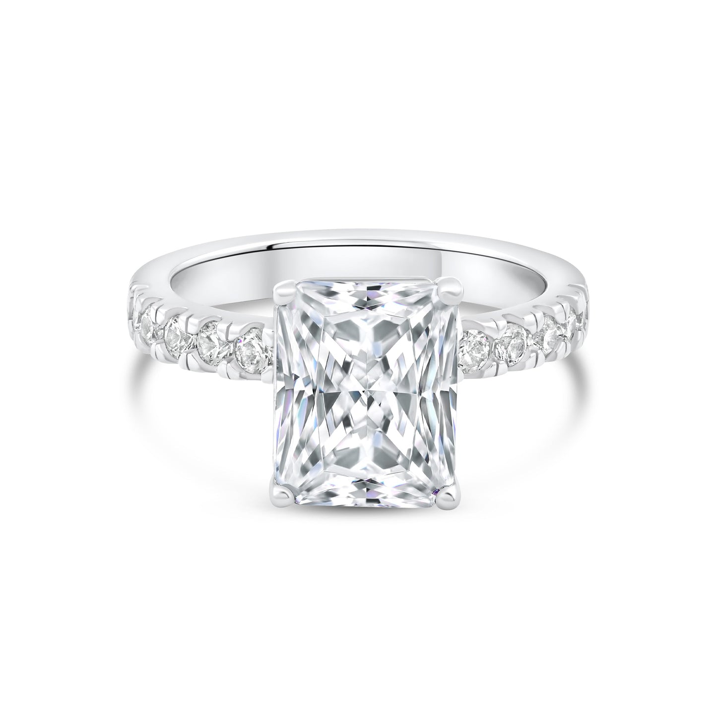 3 CT Radiant Pave Moissanite Engagement Ring