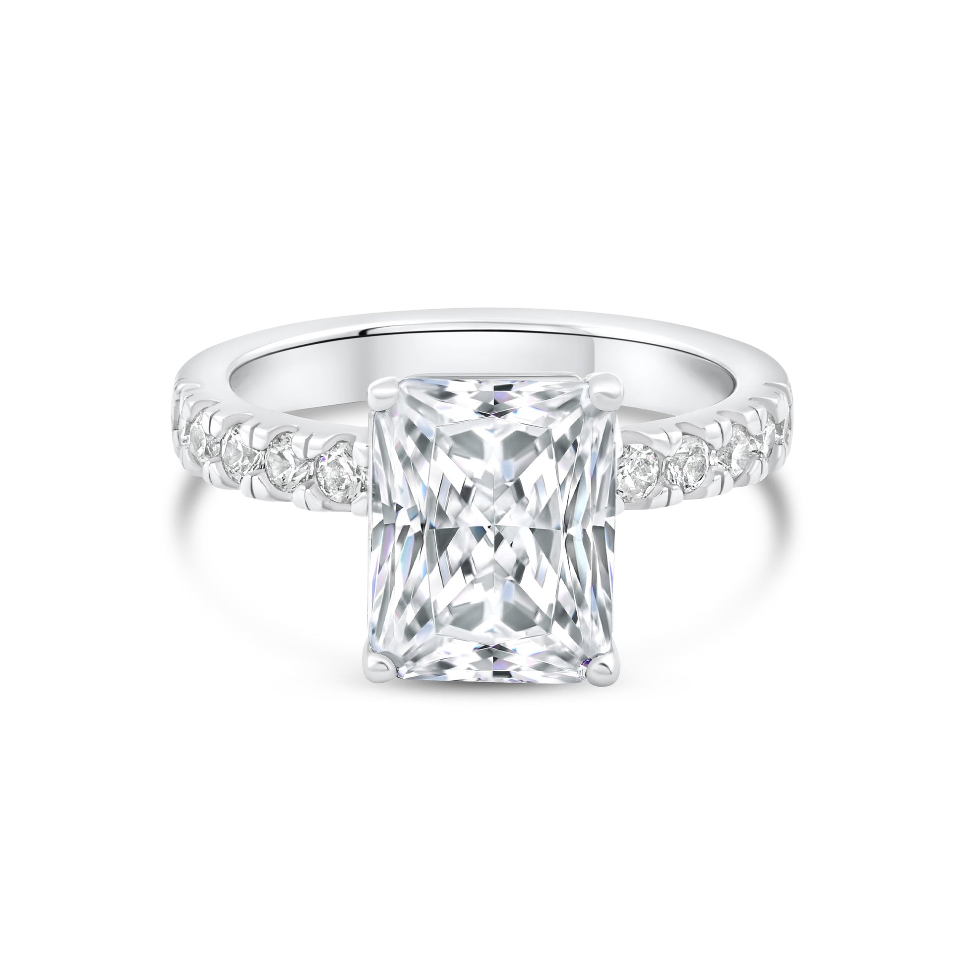3 CT Radiant Pave Moissanite Engagement Ring