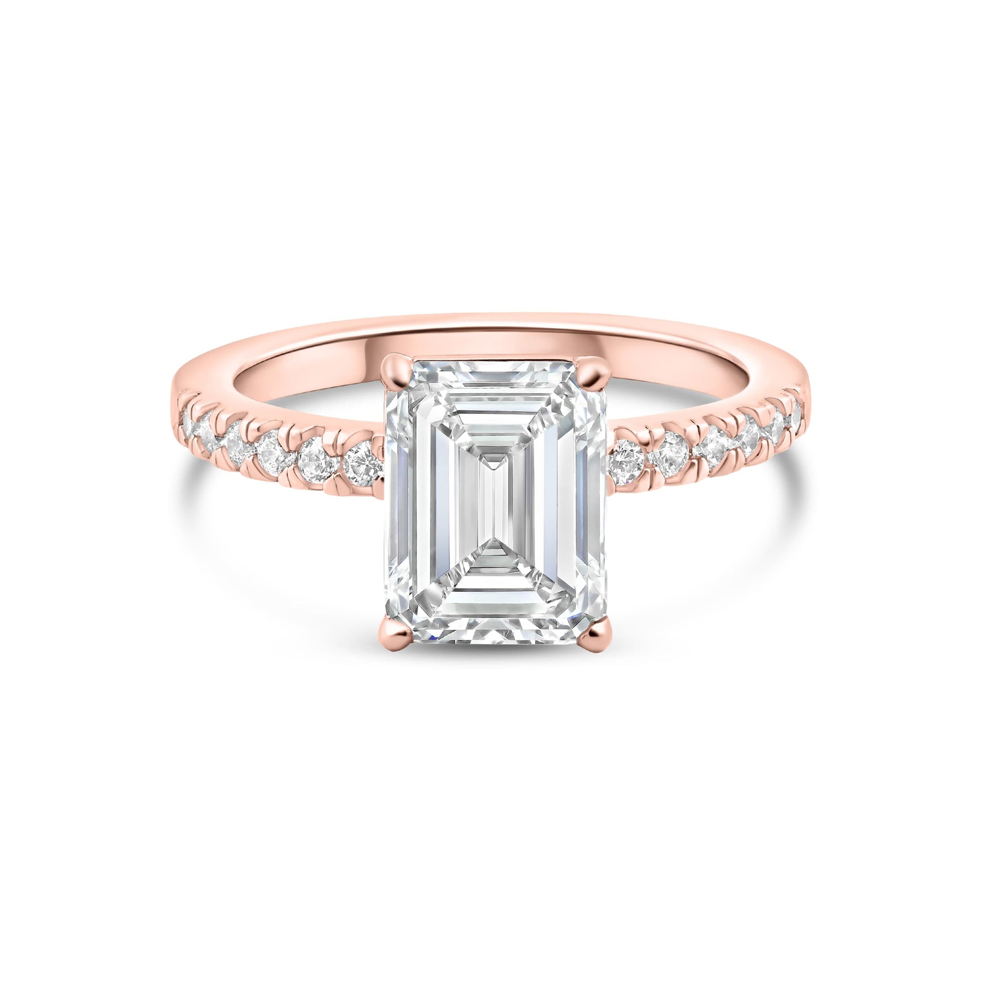 1 CT Emerald Pave Moissanite Engagement Ring