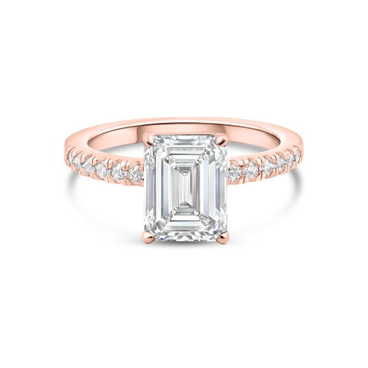 1 CT Emerald Pave Moissanite Engagement Ring