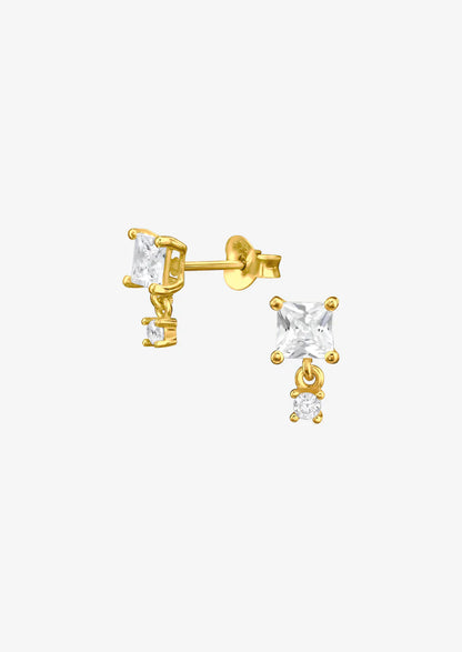 0.8 TCW Princess & Round Cut Moissanite Drop Earrings