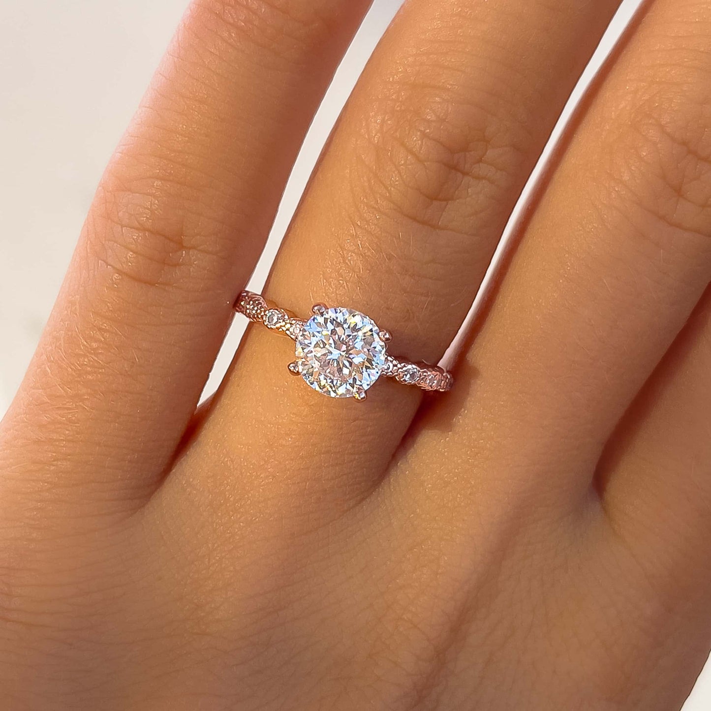1.5 CT Round Pave Moissanite Engagement Ring