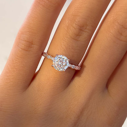 1.5 CT Round Pave Moissanite Engagement Ring