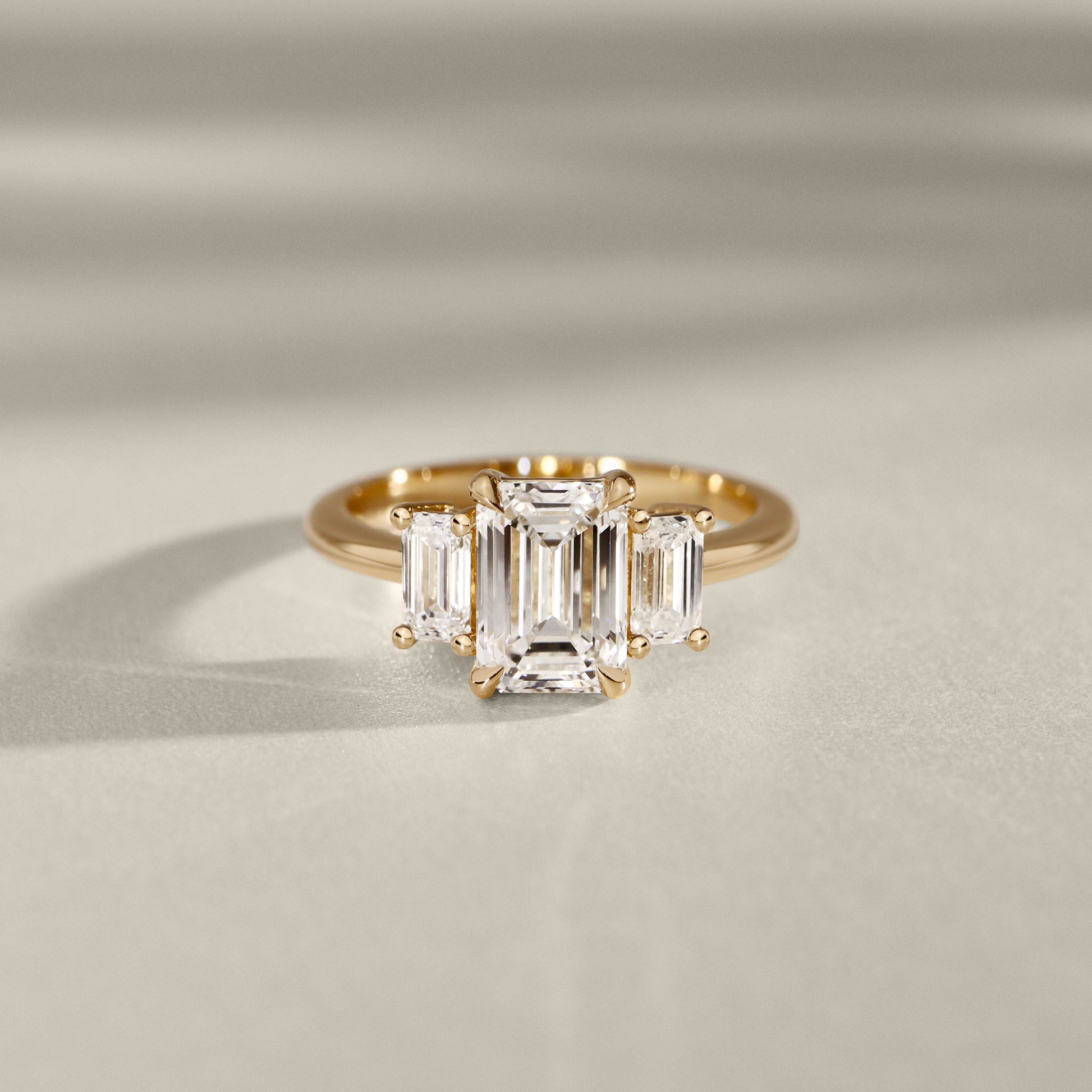 1.75 CT Emerald Three Stone Moissanite Engagement Ring