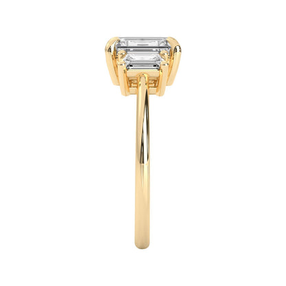 1.75 CT Emerald Moissanite Three Stone Engagement Ring - farrellouise