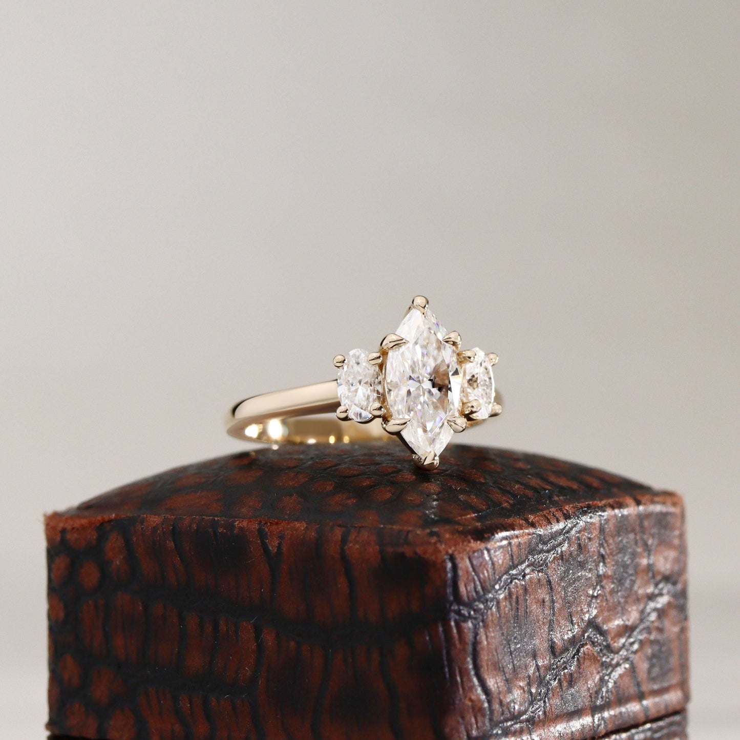 1.50 CT Marquise Three Stone Moissanite Engagement Ring