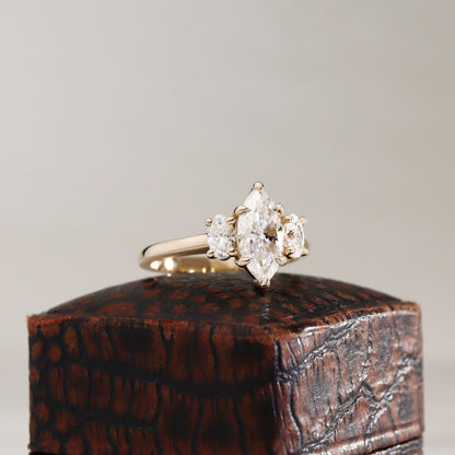 1.50 CT Marquise Three Stone Moissanite Engagement Ring