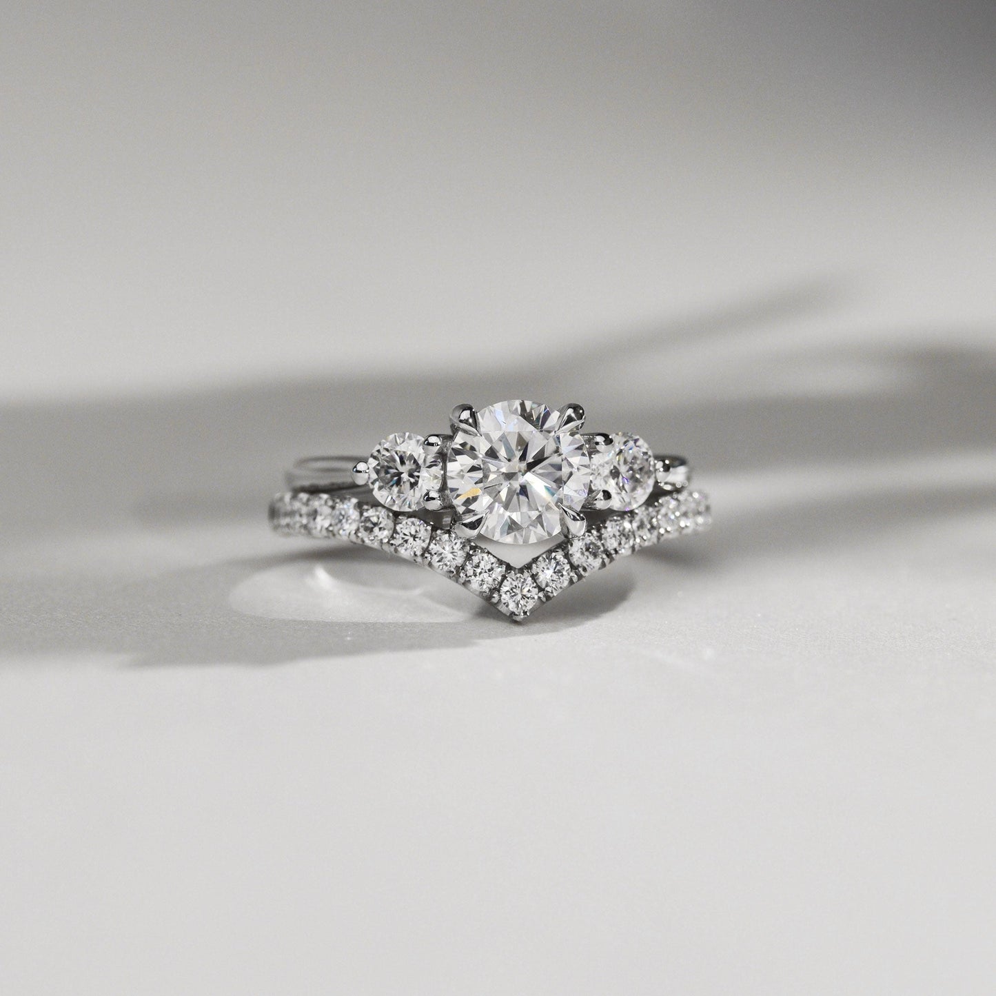 1.30 CT Round Three Stone Moissanite Engagement Ring