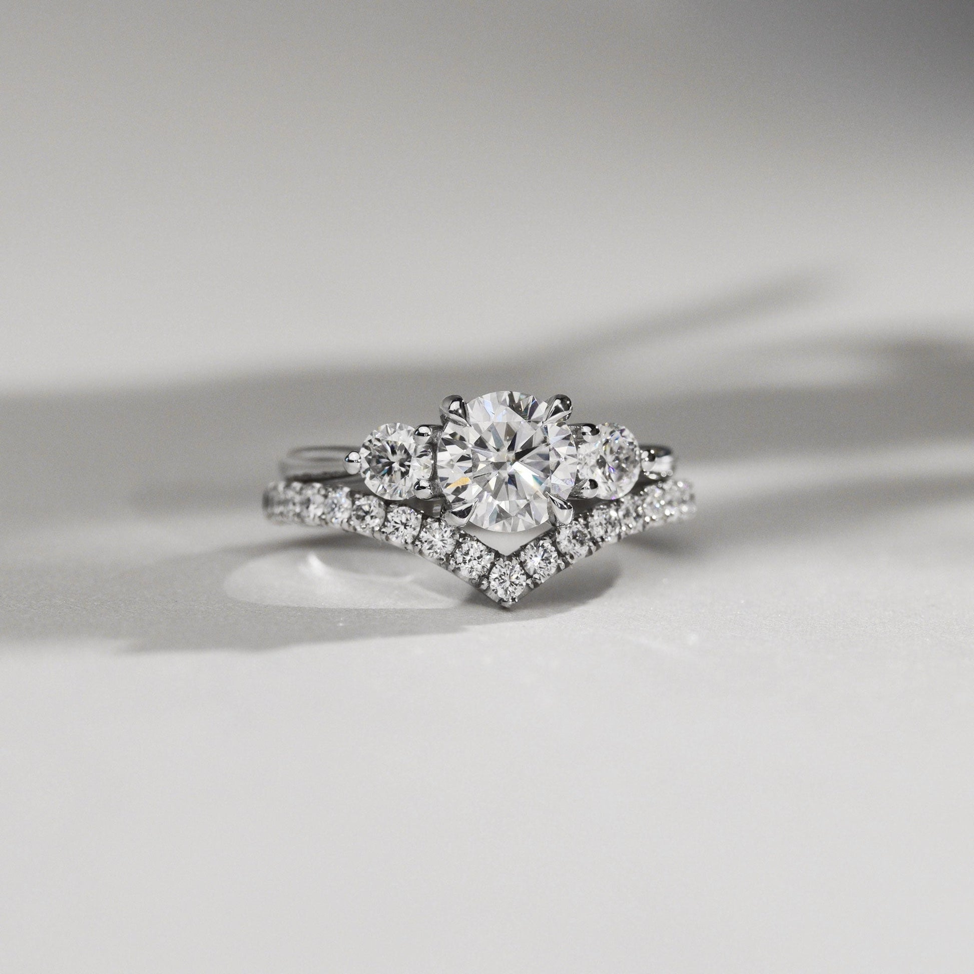 1.30 CT Round Three Stone Moissanite Engagement Ring