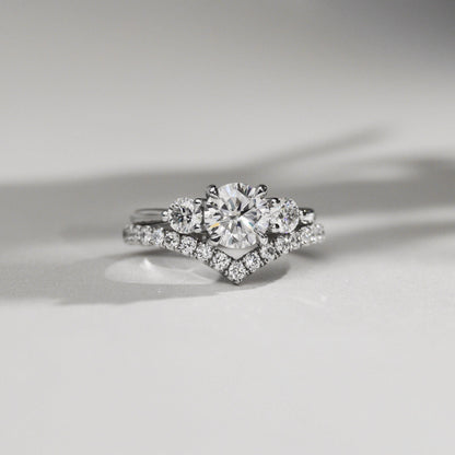 1.30 CT Round Three Stone Moissanite Engagement Ring