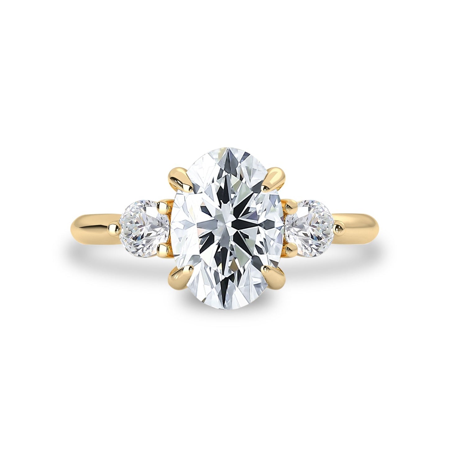 2.30 CT Oval Moissanite Three Stone Engagement Ring - farrellouise