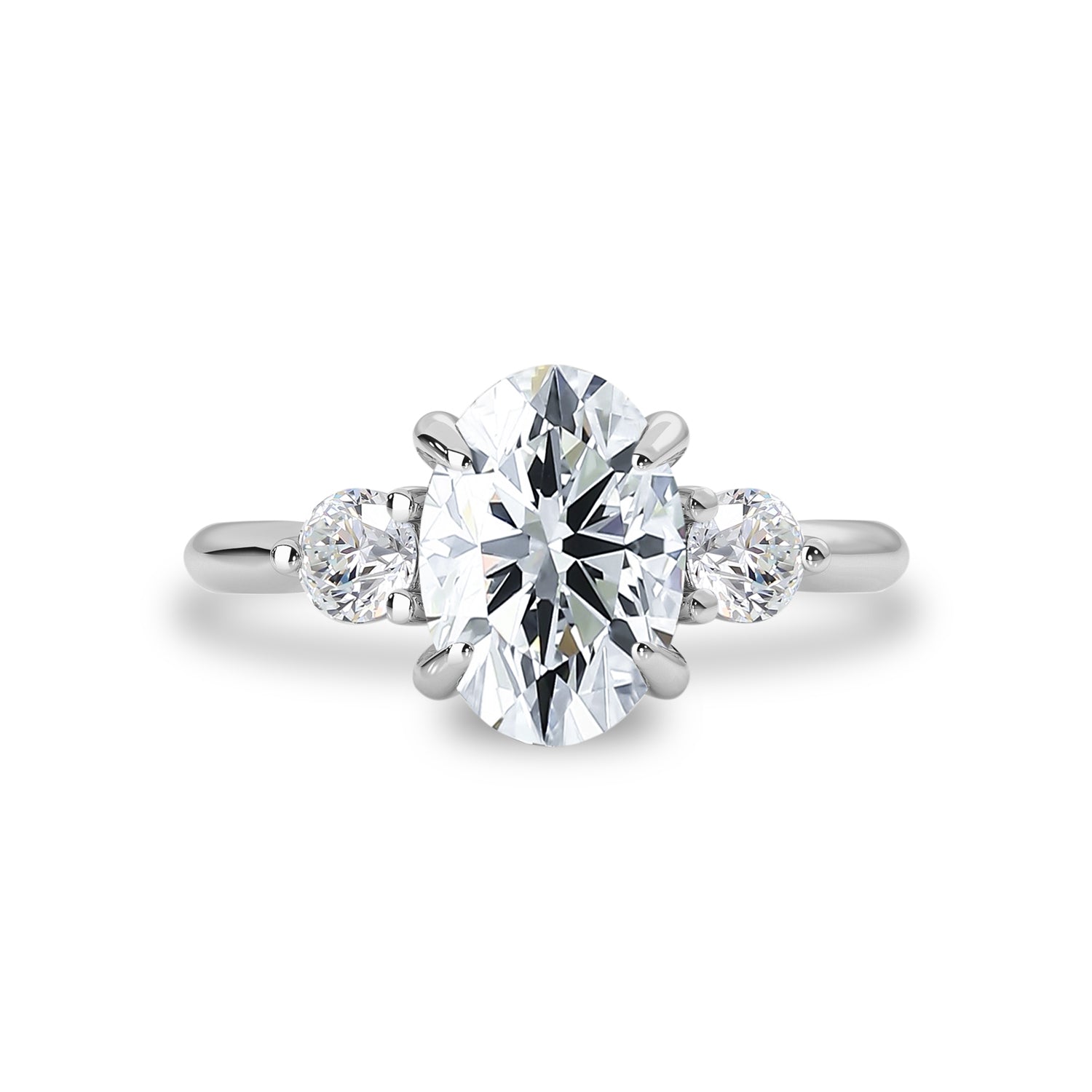 2.30 CT Oval Moissanite Three Stone Engagement Ring - farrellouise